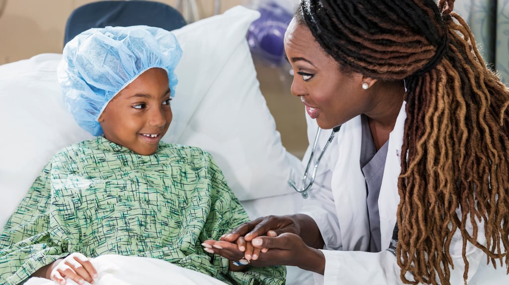 doctor talking to child before surgery