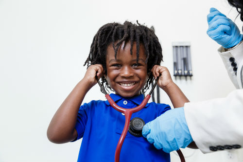 Young patient listening to his heart