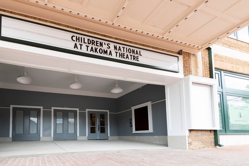 Historic façade main entrance to Takoma Theatre