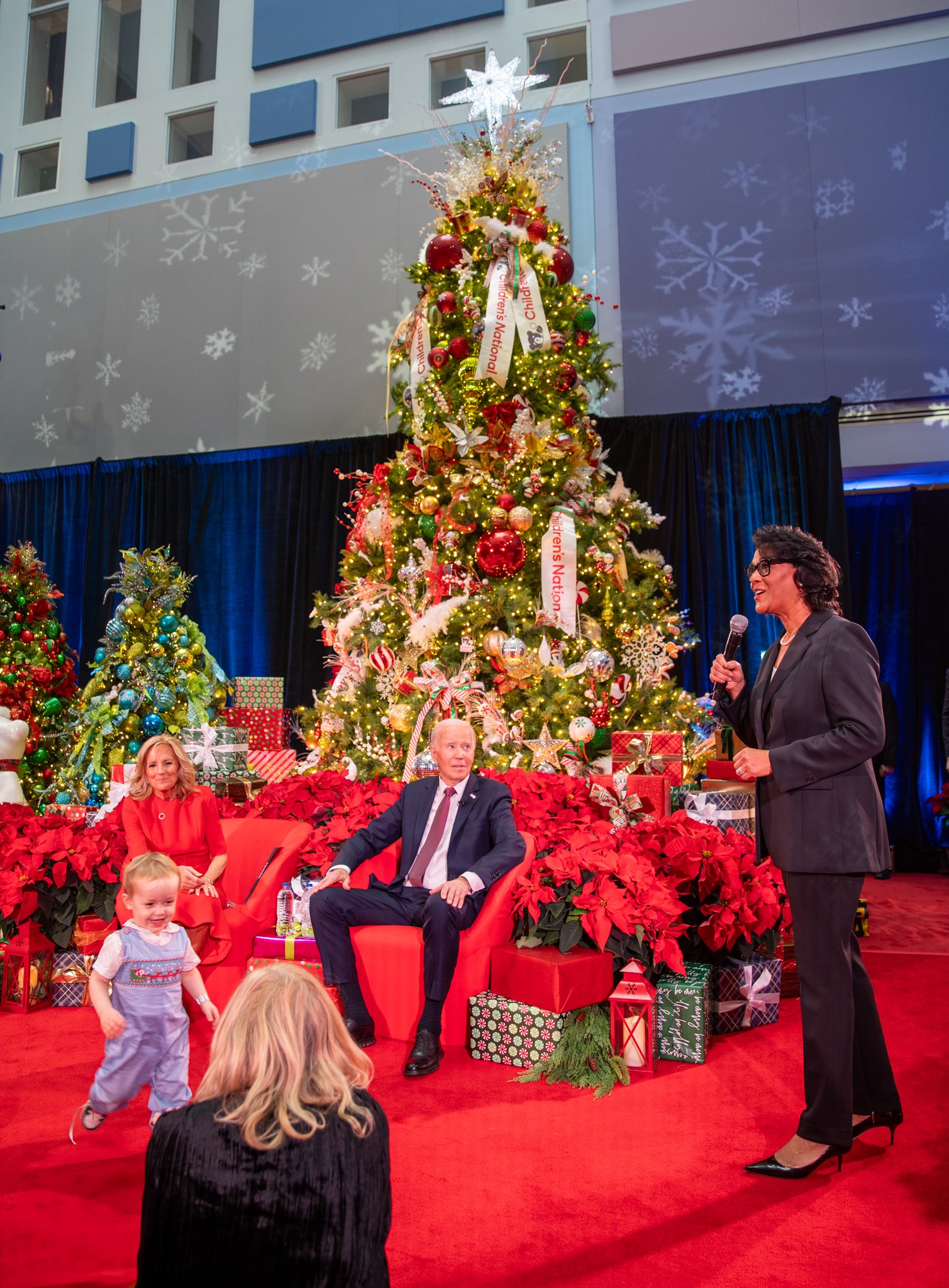 Michelle Riley-Brown, M.H.A., FACHE, president and CEO of Children's National Hospital, thanks the Bidens for visiting
