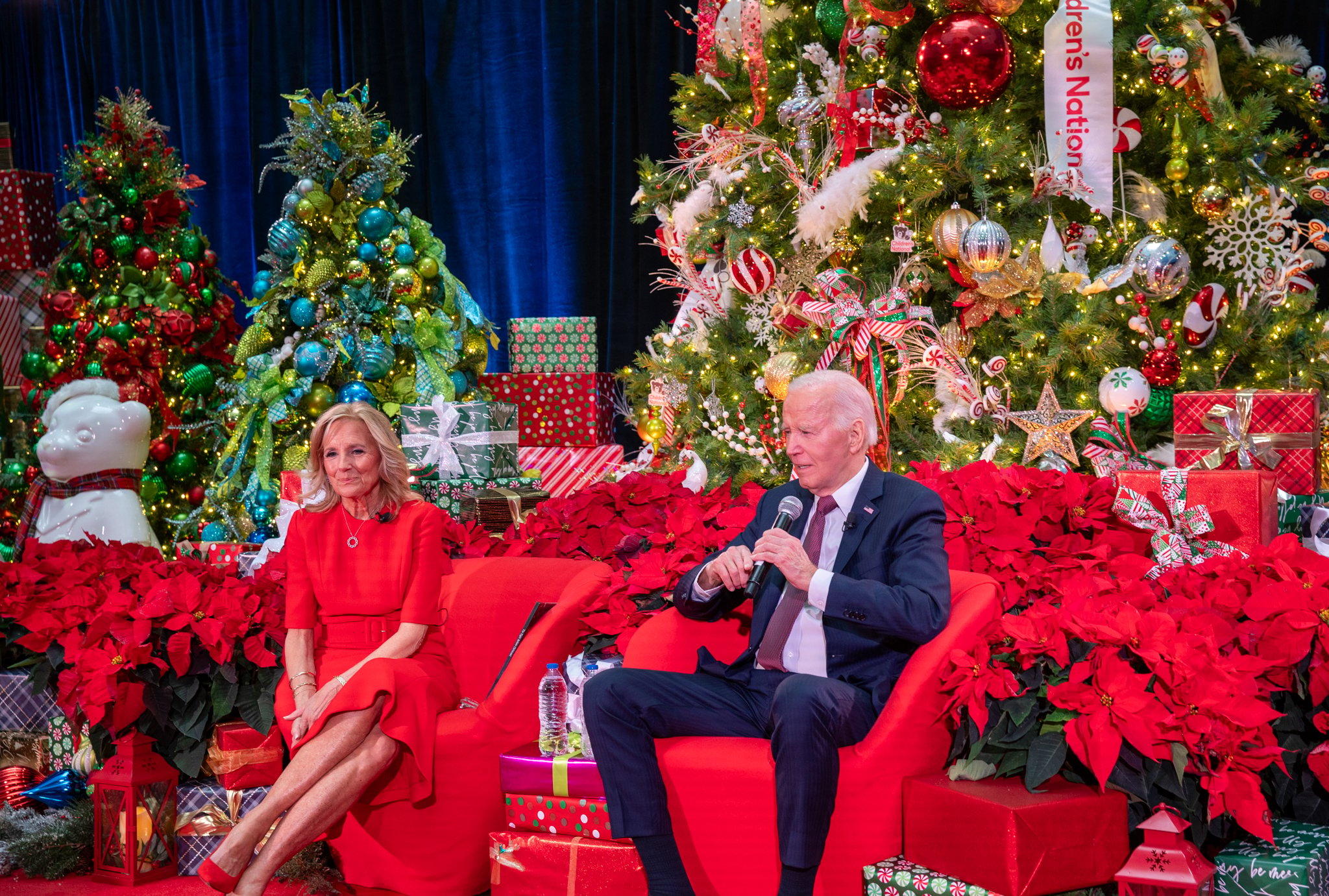 President Joe Biden addresses patients and families at Children's National Hospital