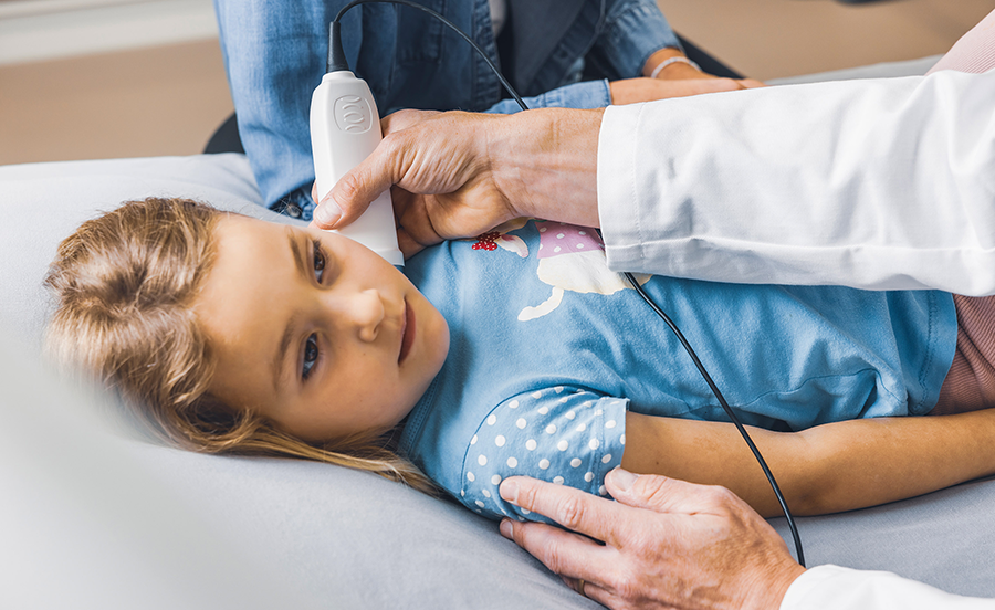 Child with diagnostic medical device