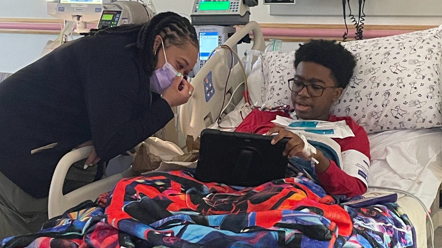 Kendric and his mother in hospital