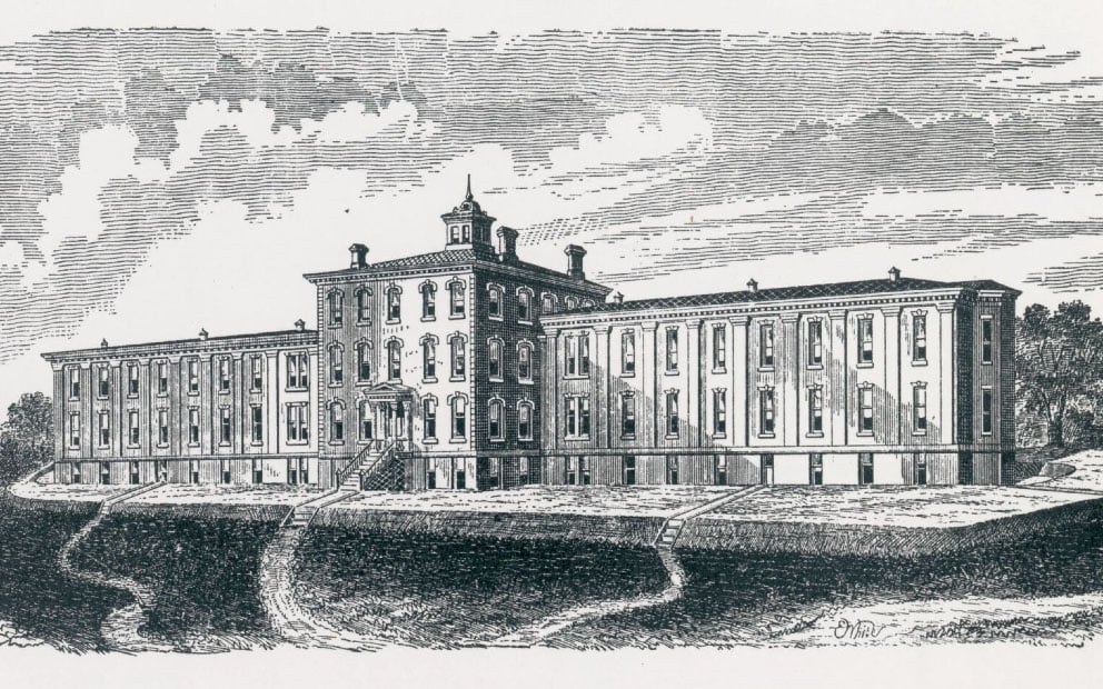 Historic drawing of the original Children's National Hospital building