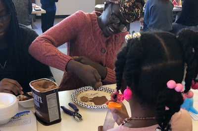 kids making a chocolate snack