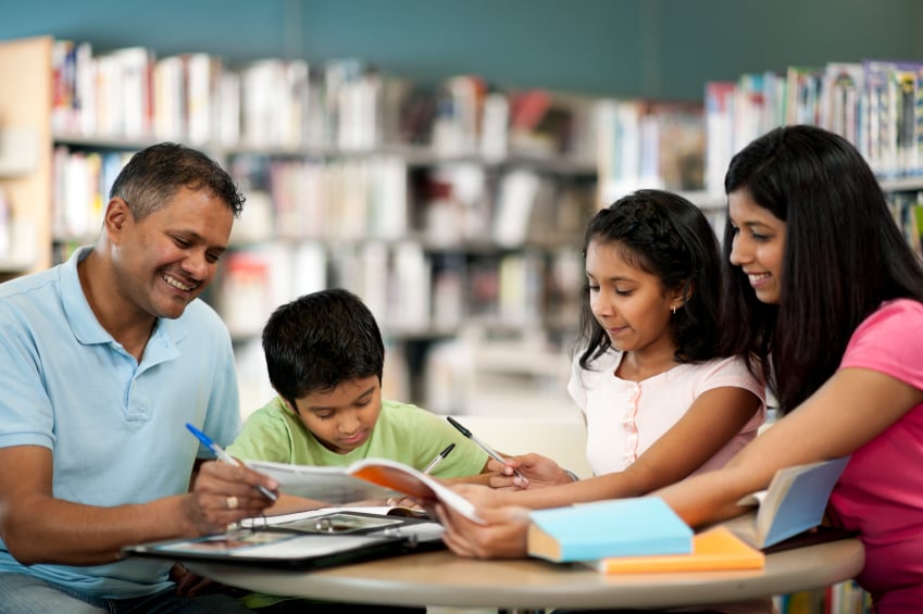 family doing homework