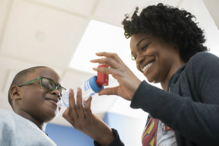 patient with inhaler