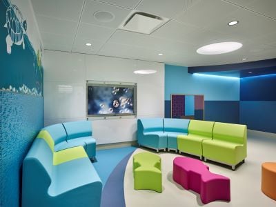 Inpatient Unit couches and television