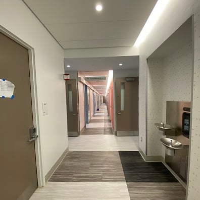 A hallway in the Rare Disease Institute.