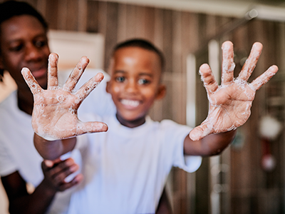 boy washing hands