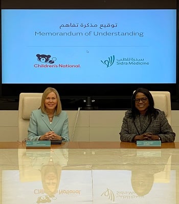 Children's National Hospital Foundation President DeAnn Marshall and Sidra Medicine Chief Executive Officer Dr. Iyabo Tinubu-Karch at the memorandum of understanding signing.