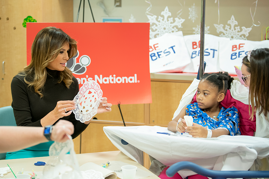First Lady Mrs. Trump visiting with patients