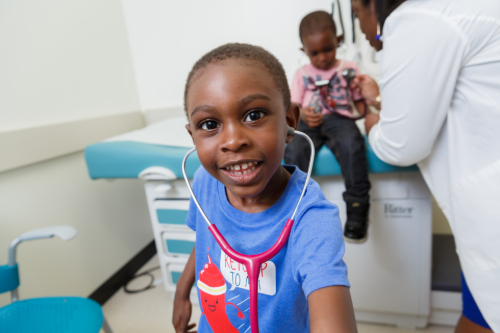 Boy with a stethoscope