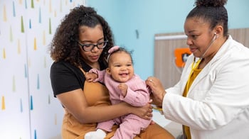 Family being attended at the Children's National Research & Innovation Campus.