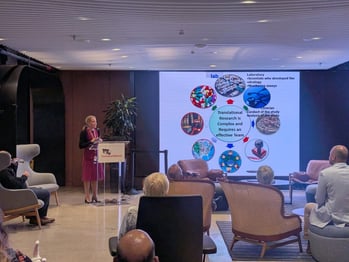 Dr. Catherine Bollard presents on team science during the first faculty seminar.