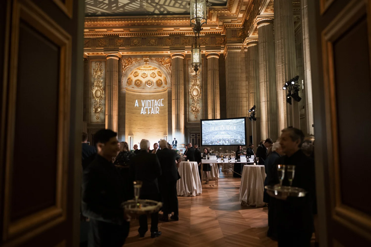 Interior of the Mellon Auditorium decorated for A Vintage Affair 2025.