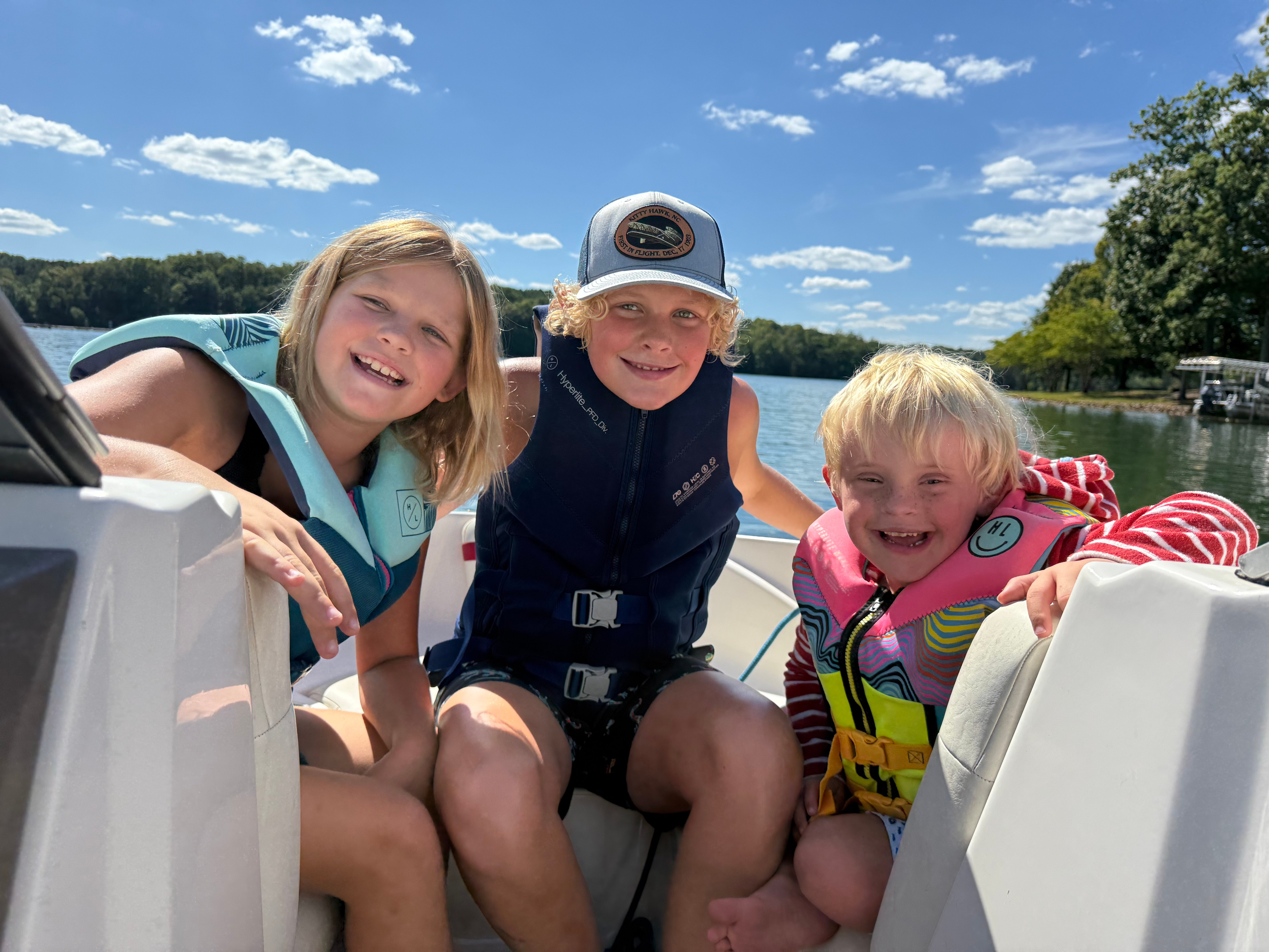 Callan and his siblings on a boat.
