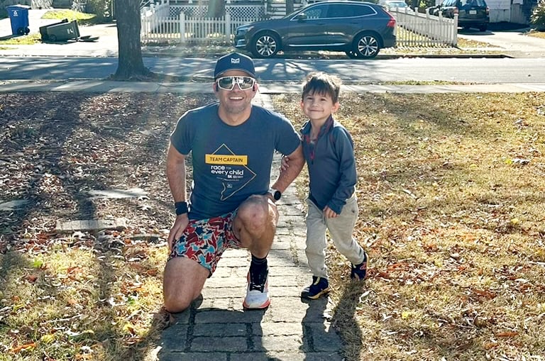 Elliott and Chris get ready for the Race for Every Child