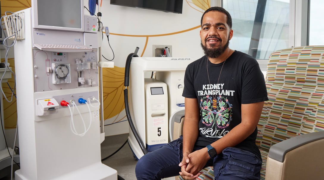 Lee in the dialysis room; June 2025 will mark 15 years since his successful kidney transplant