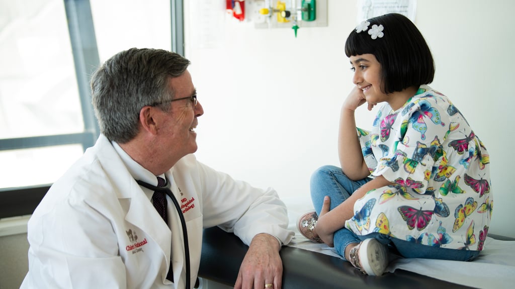 Child chats with doctor