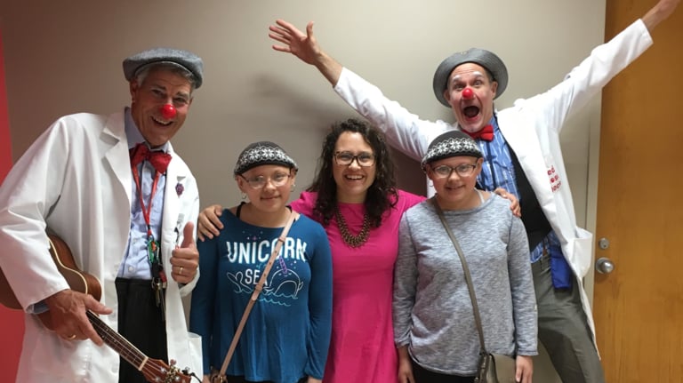 clowns entertain hospital patients