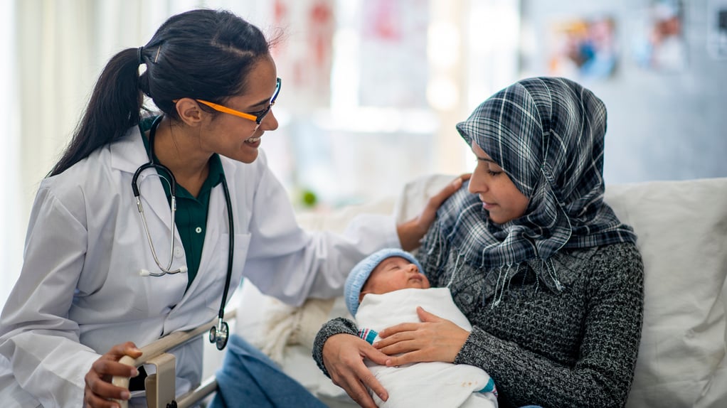 mother and infant in hospital