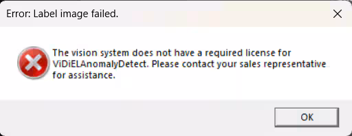 How to fix Label Image Failed Error in ViDi EL Anomaly Detect Tool_Image-1