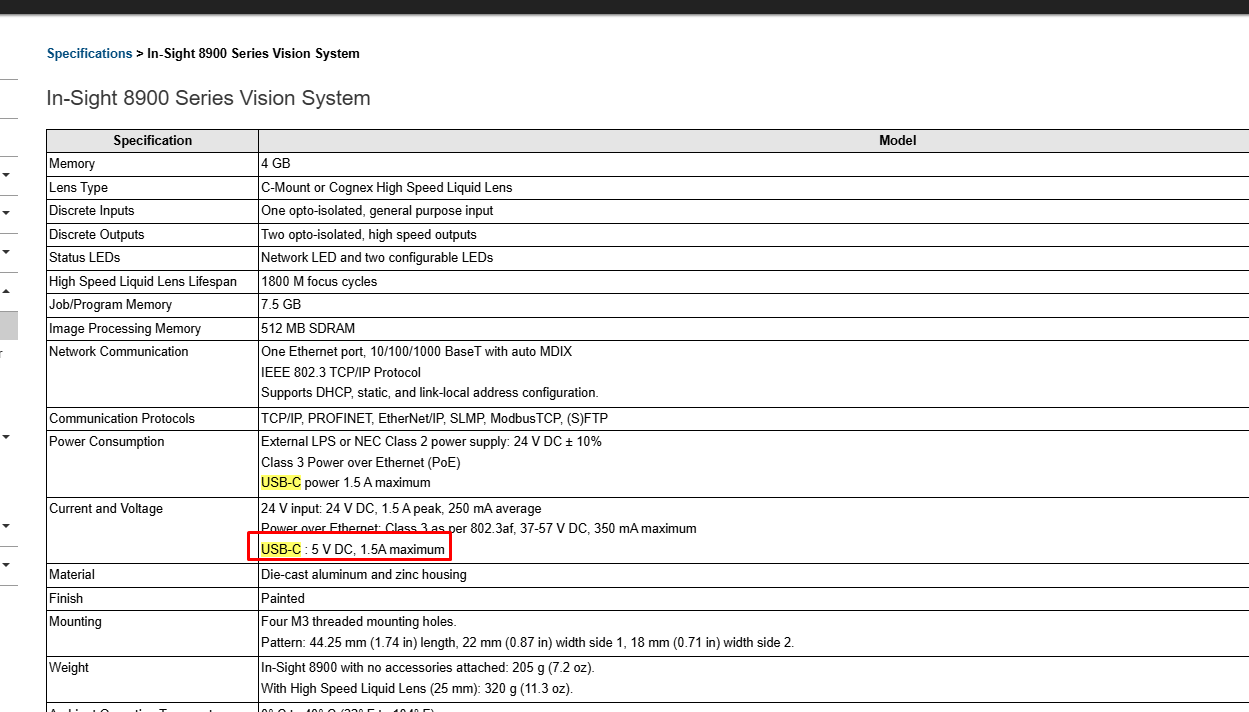 In-Sight 8900 Connected via USB-C Does Not Appear in In-Sight Vision Suite and Leds Flash Red-img1