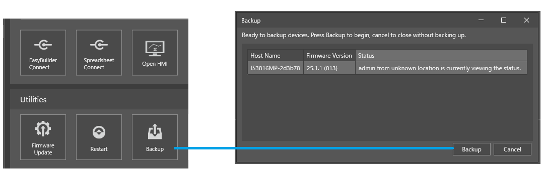 Where are files stored that were backed up using In-Sight Vision Suite-img1