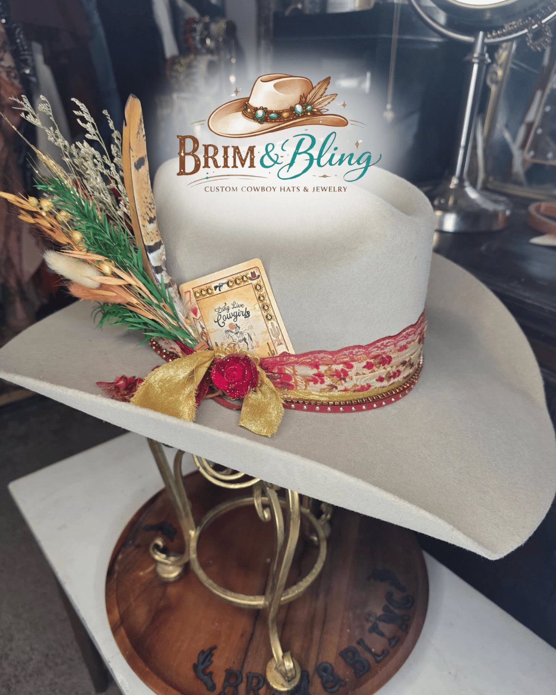 An image of a custom hat made from Brim and Bling.