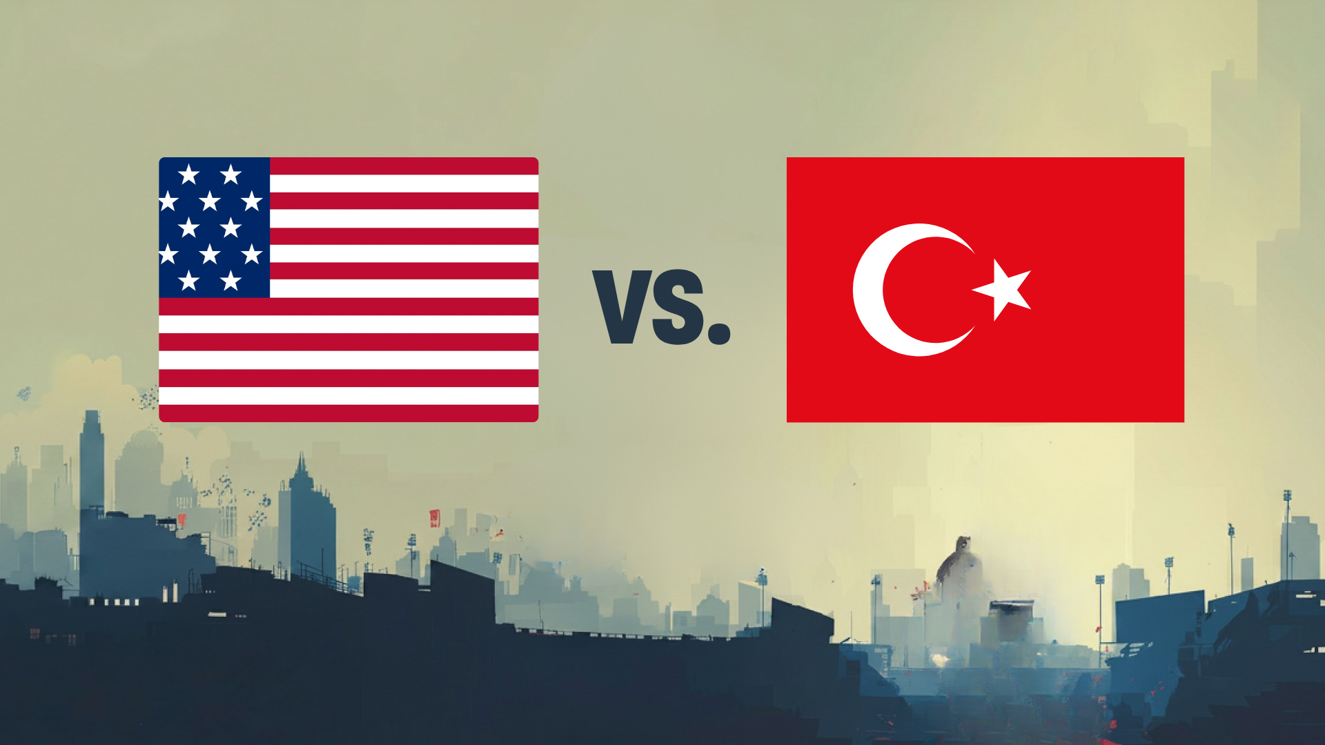 A graphic of USA and Turkiye flags for the World Cup Watch Party.