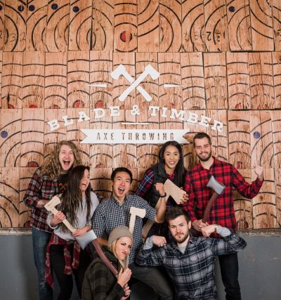 Group of people with axes