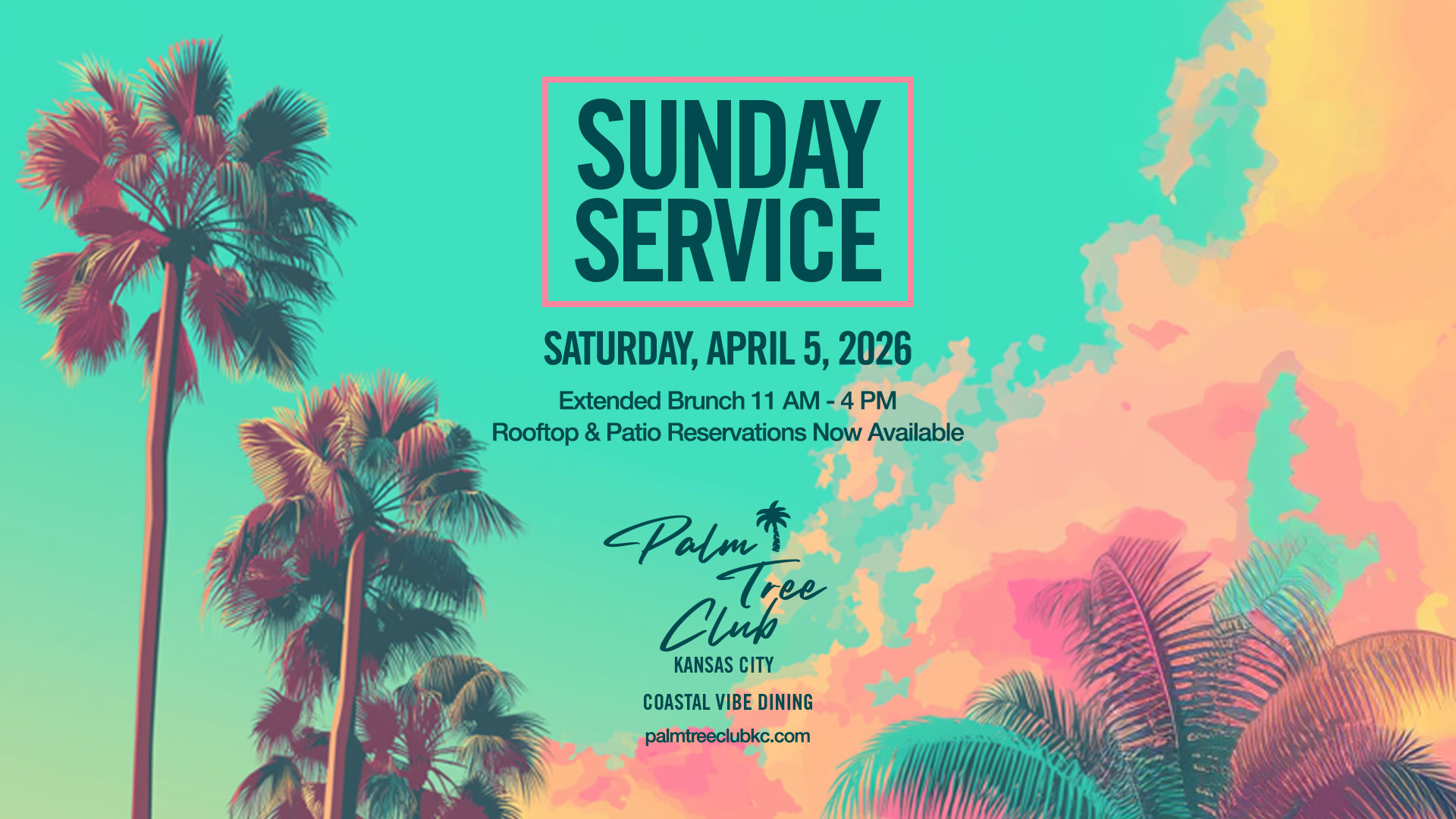 Sunday Service at Palm Tree Club on April 5th. 