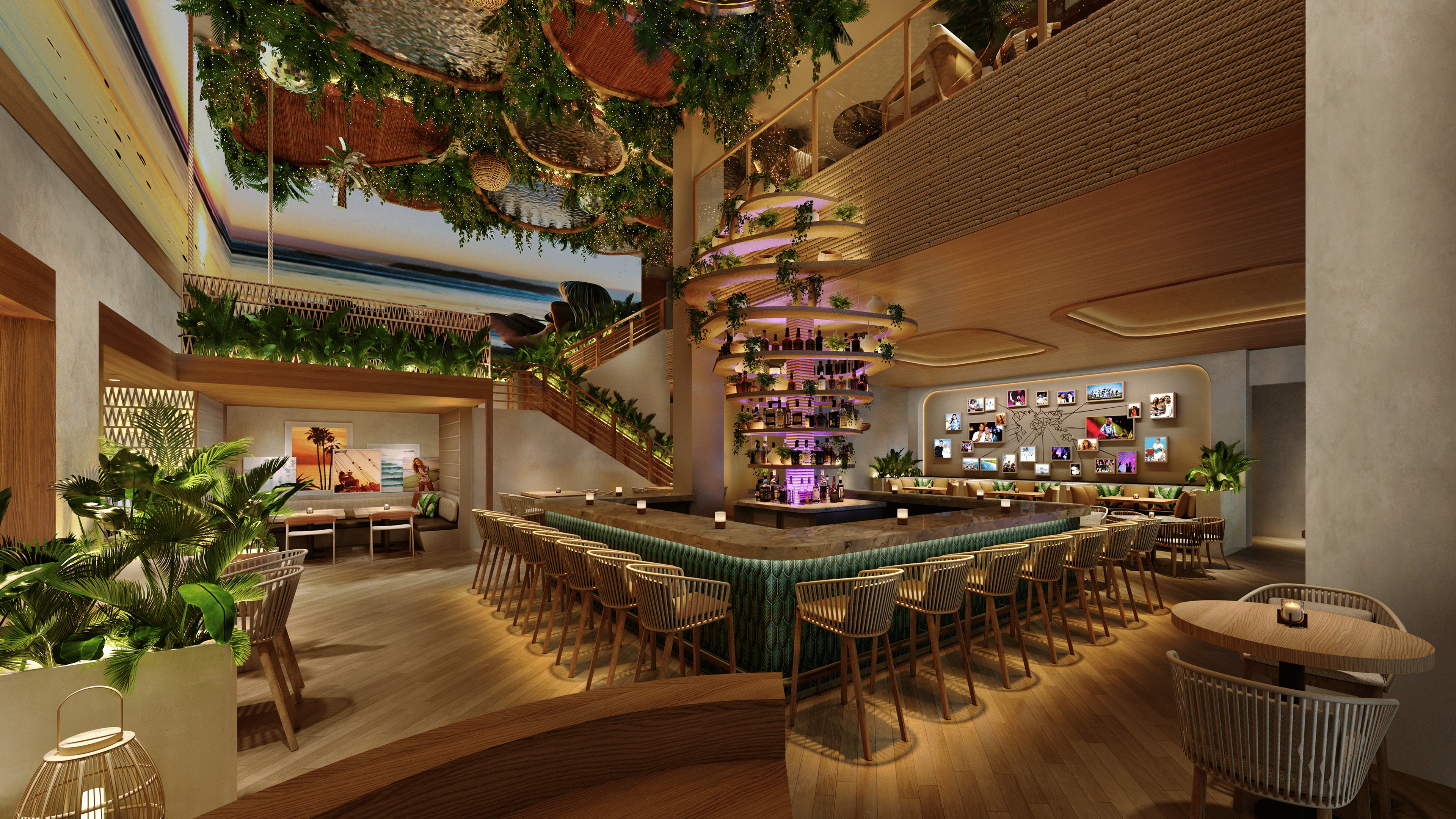 Palm Tree Club Kansas City Dining Room Rendering.