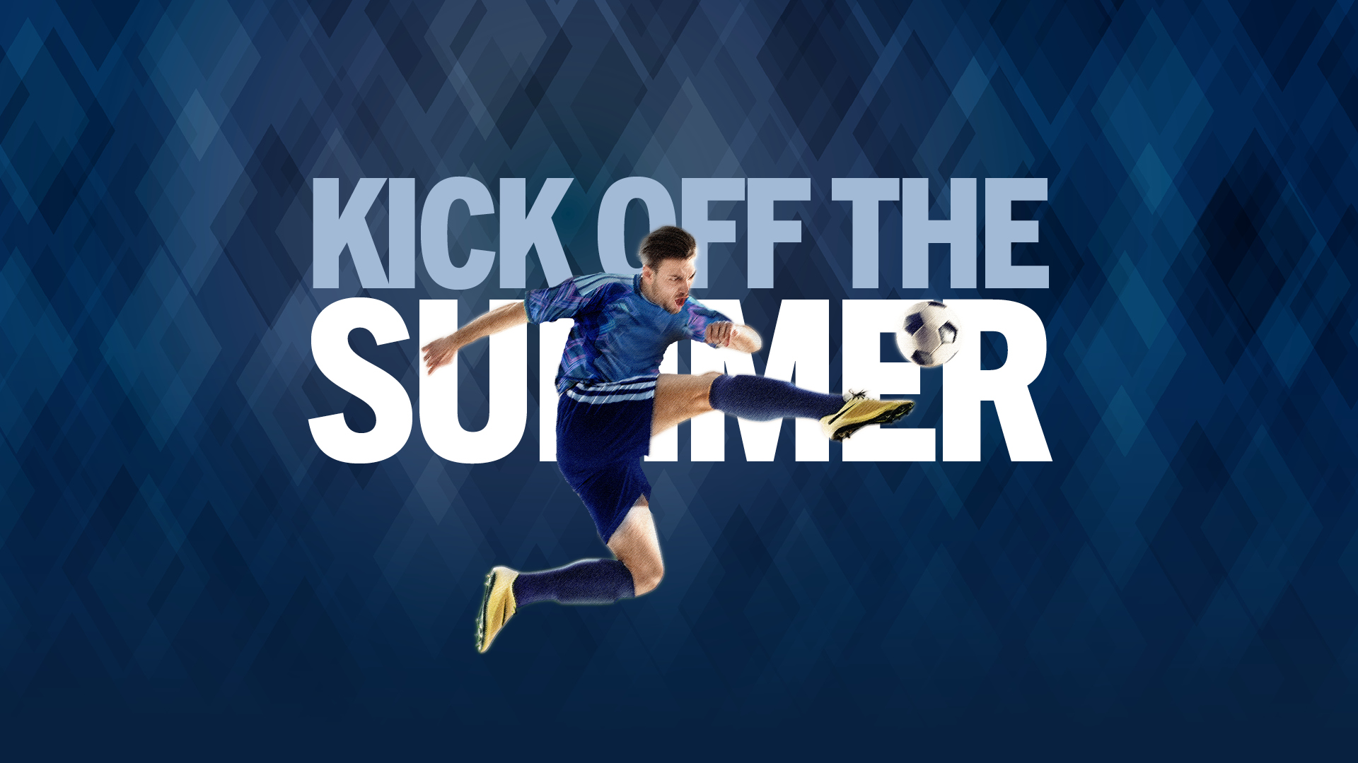Soccer player with "Kick Off the Summer" Text