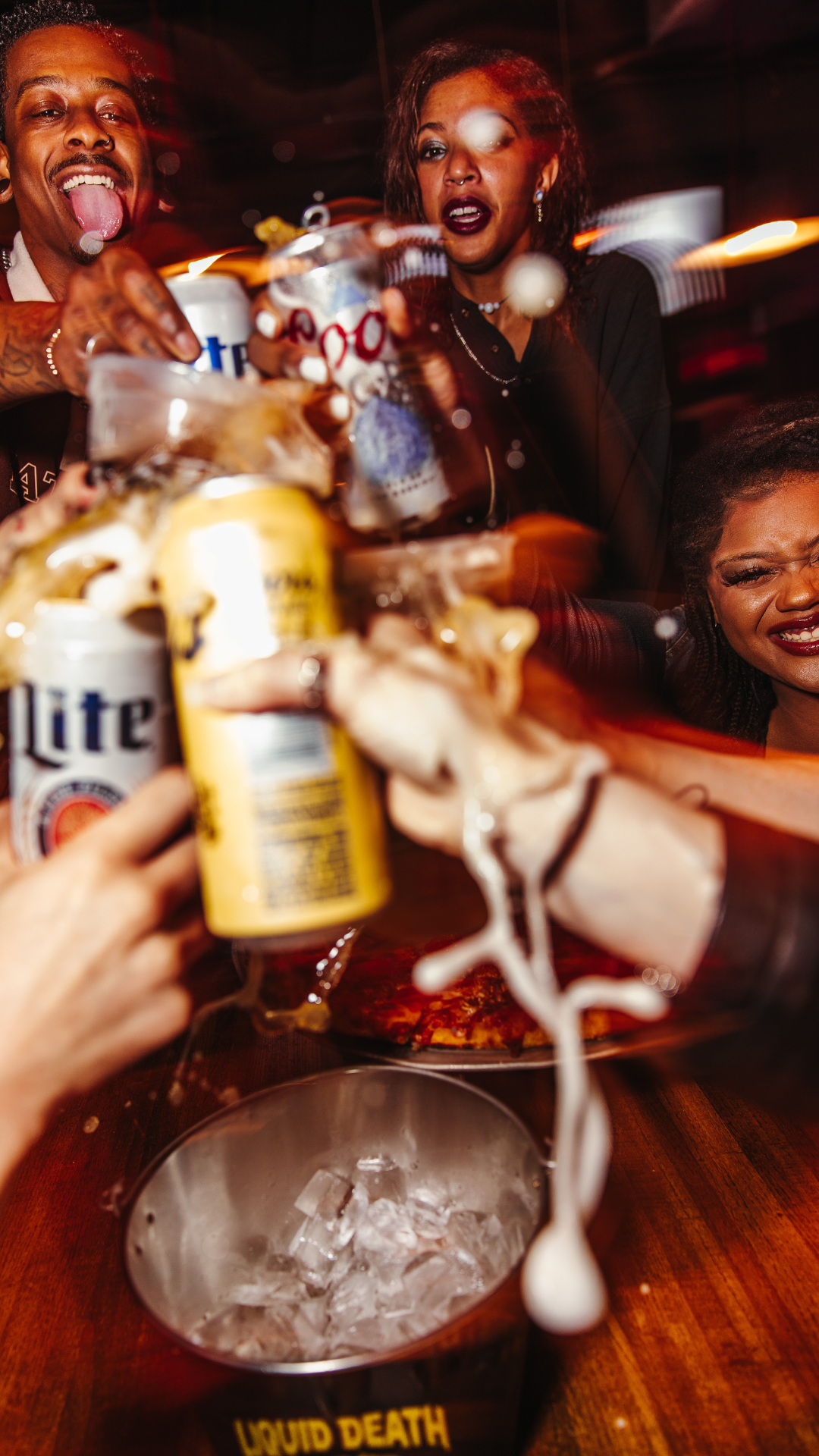 Cheering drinks at Pizza Bar