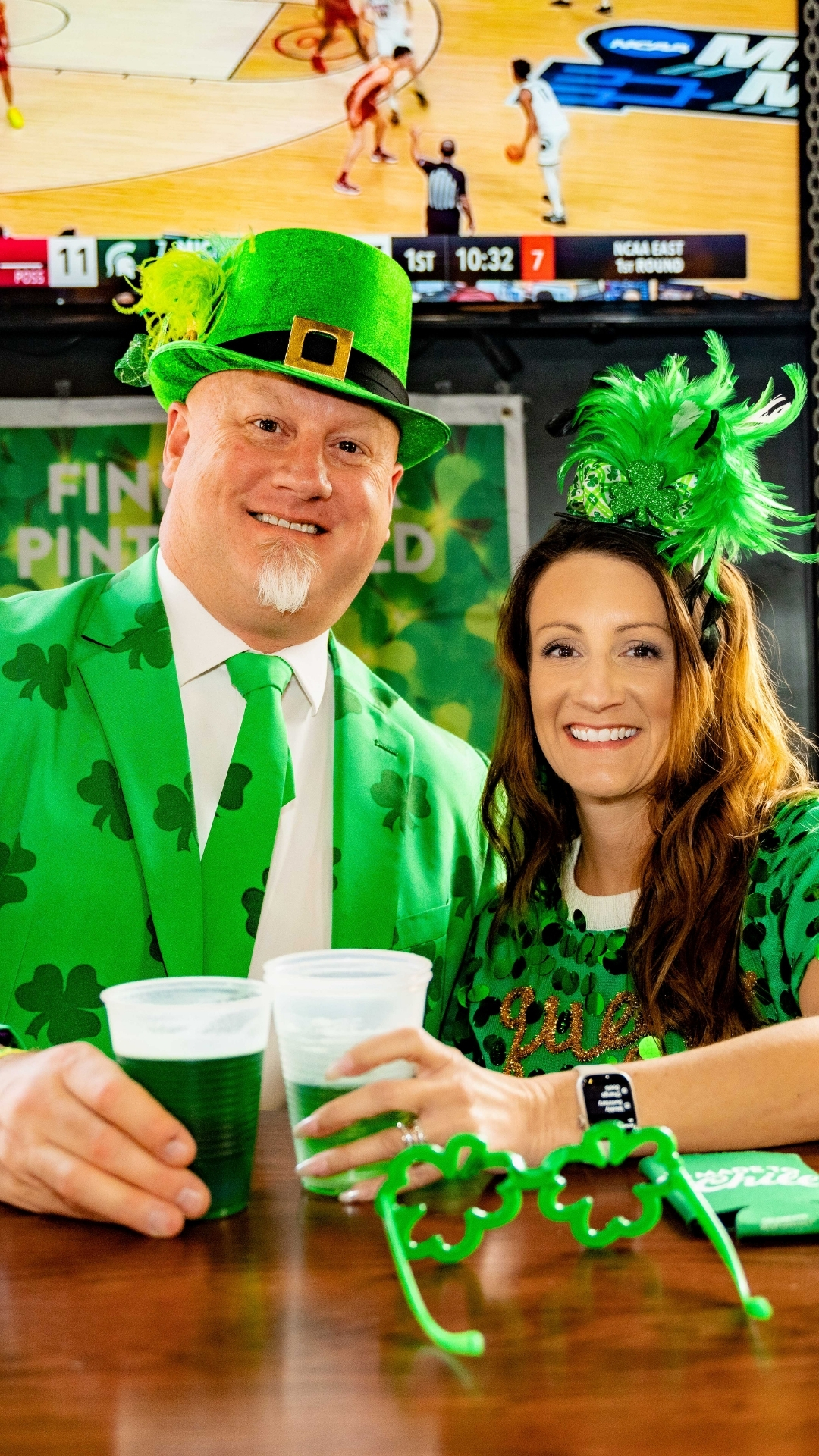 Guests dressed in green for St. Paddy's at McFadden's.