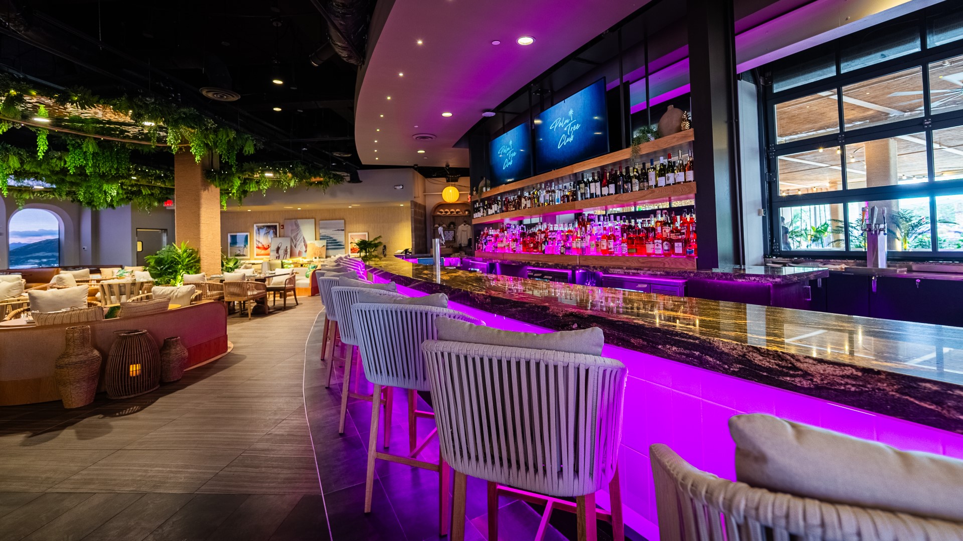 Palm Tree Club fully stocked bar in Orlando.