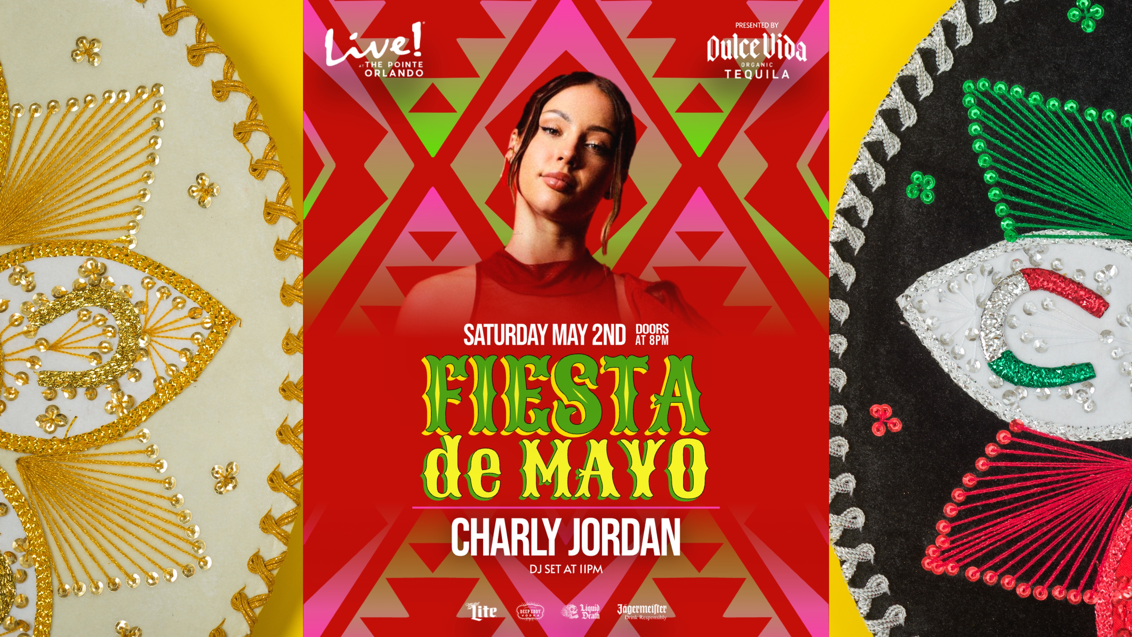Experience Fiesta De Mayo at Live! at The Pointe Orlando on May 2, 2026. A multi-venue Latin-inspired party with live DJs and a special set by Charly Jordan.