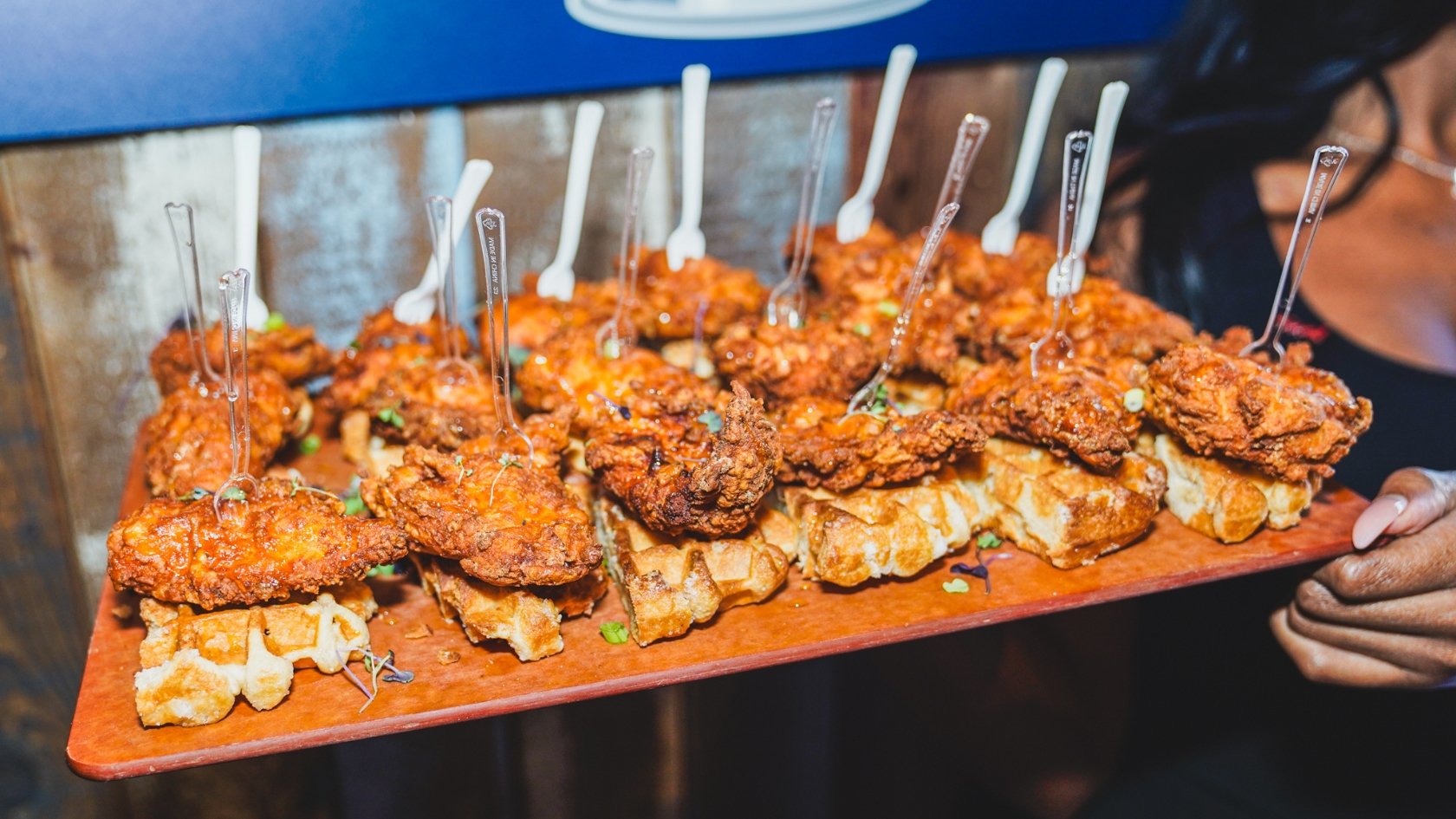 mini chicken and waffles appetizer