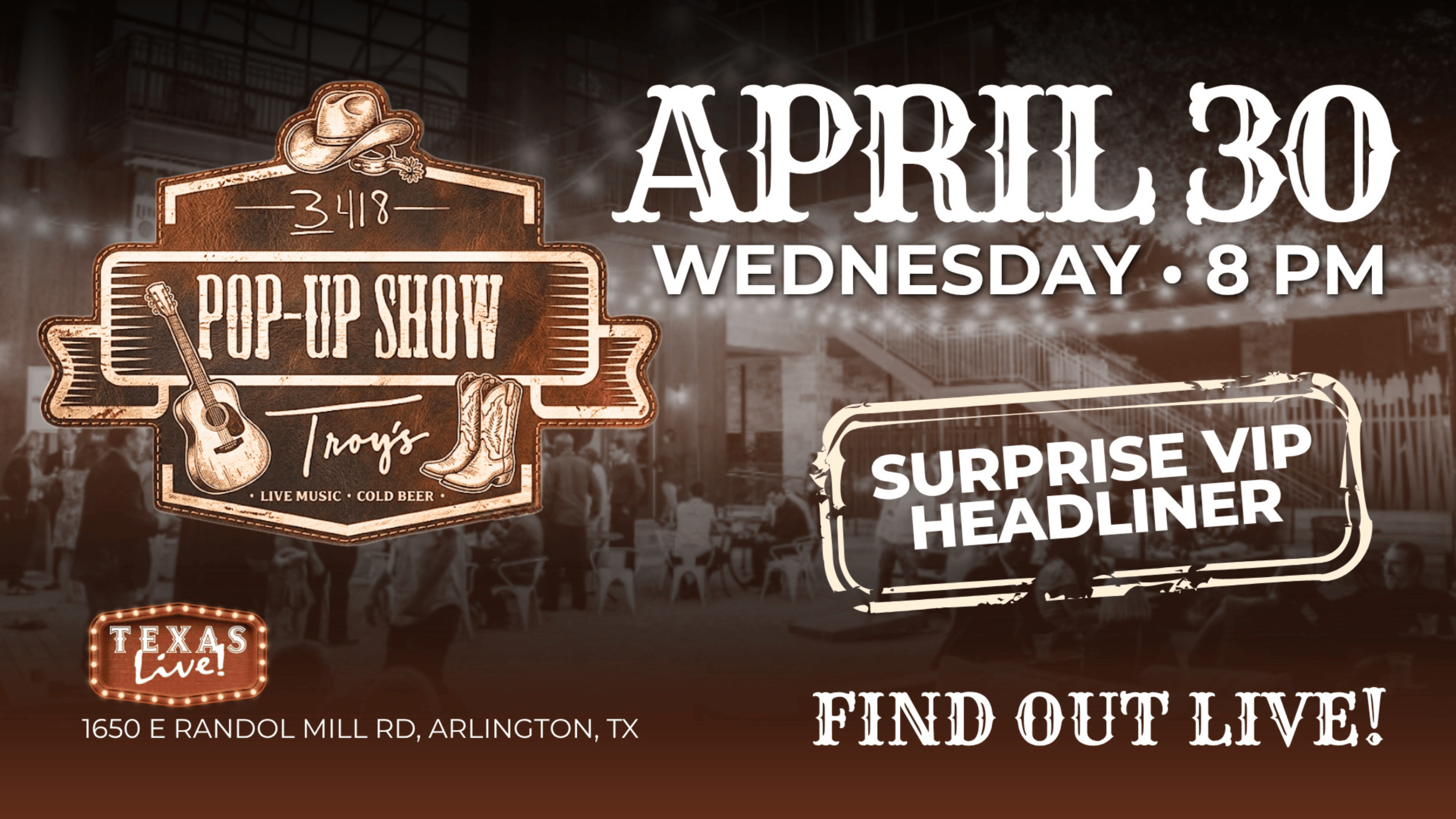 Troys Pop Up Show April 30