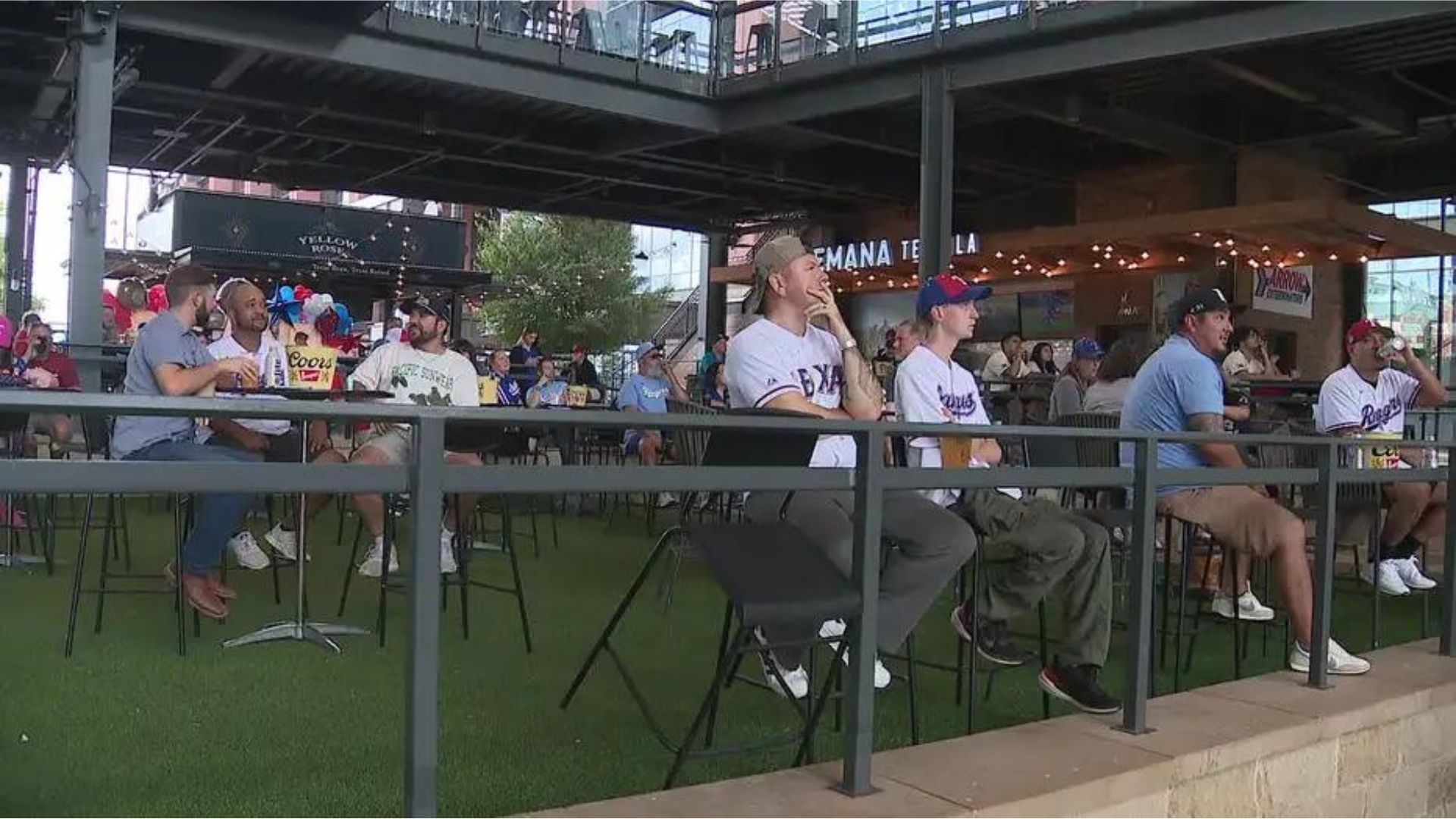 Rays fans watching game at Texas Live!