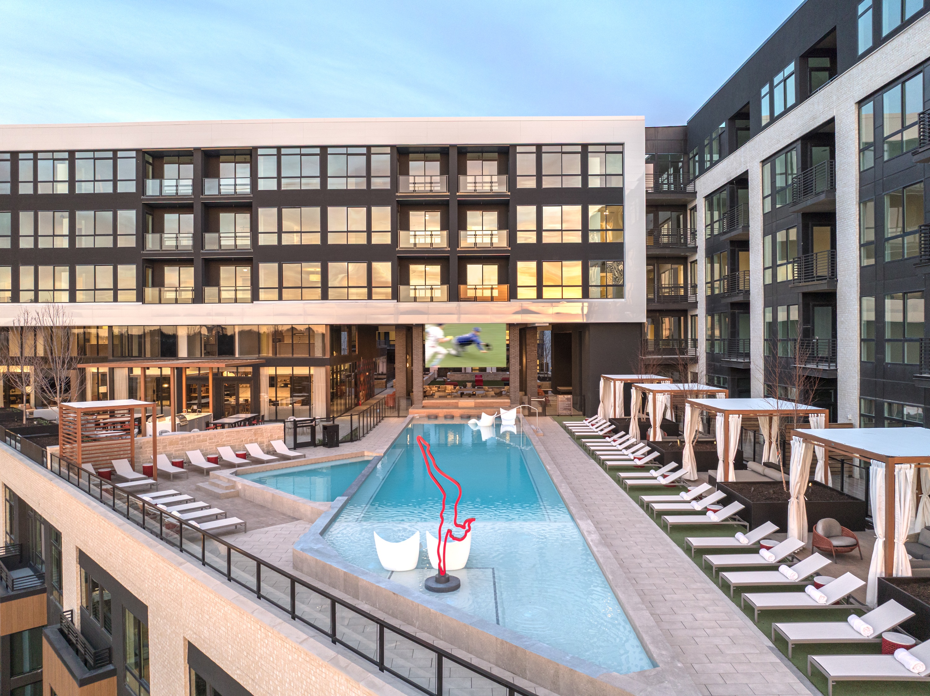 Resort inspired pool deck at One Rangers Way