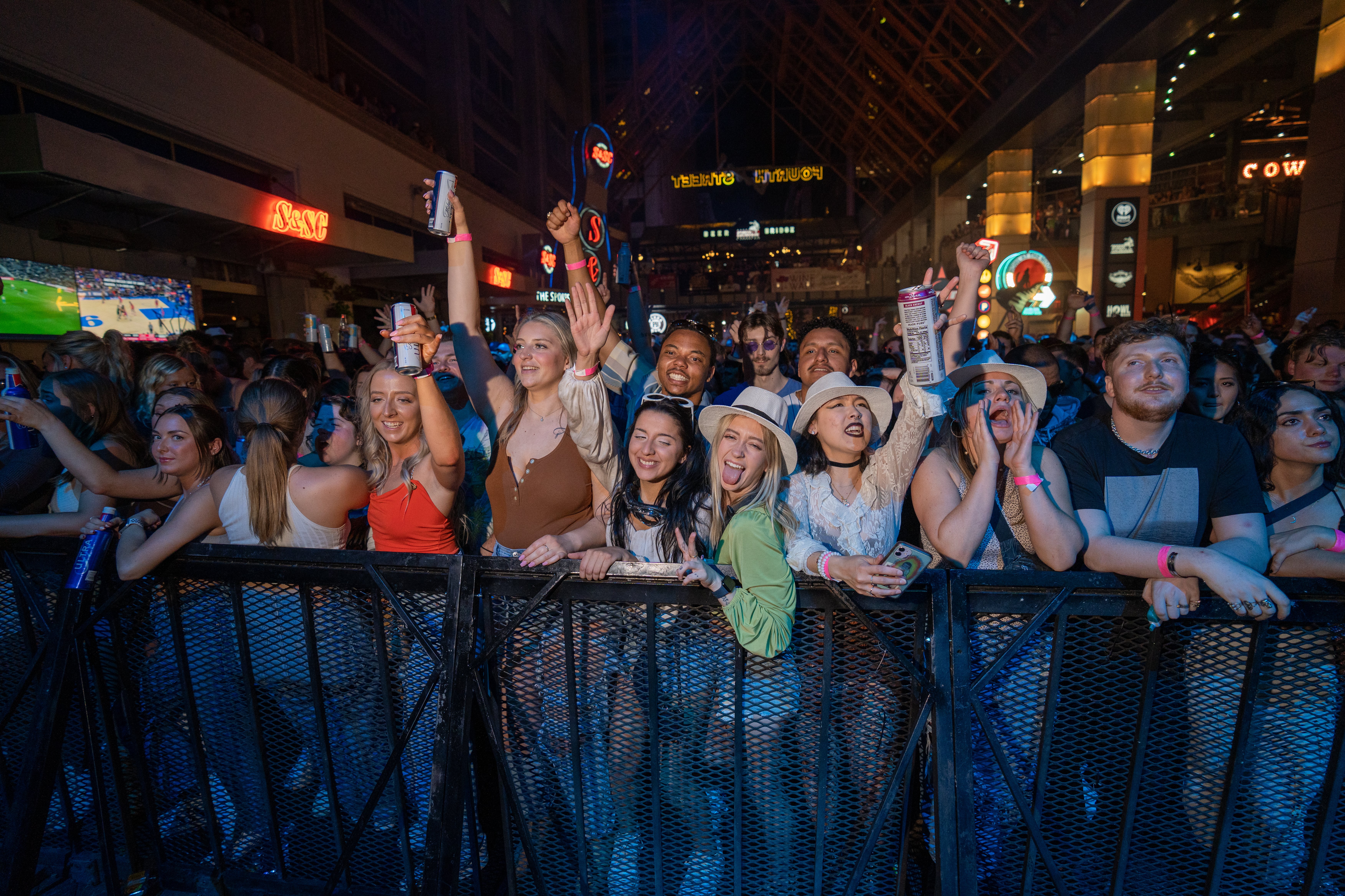 An image of people standing in the front row at a concert.