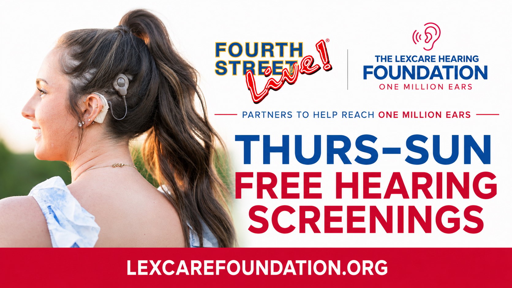 A graphic for the Heroes Tour with an image of a woman on the front with a hearing aid.