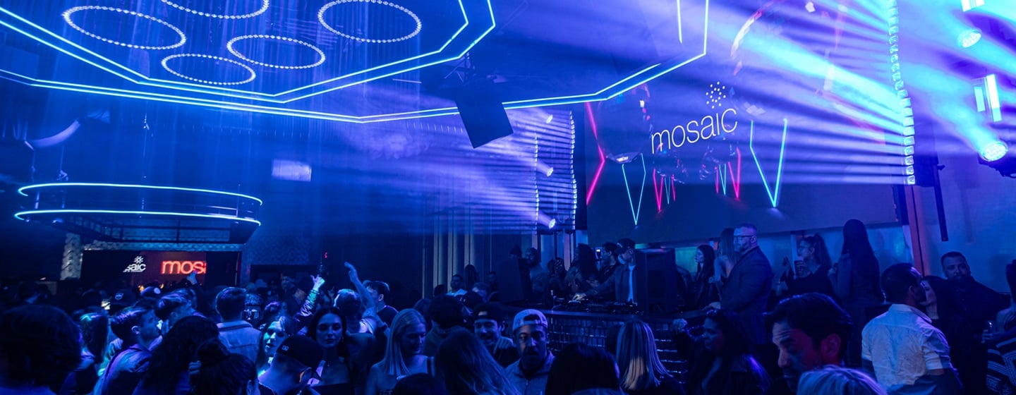 Guests on dance floor of Mosaic night club in the Power & Light District, Kansas City, MO.