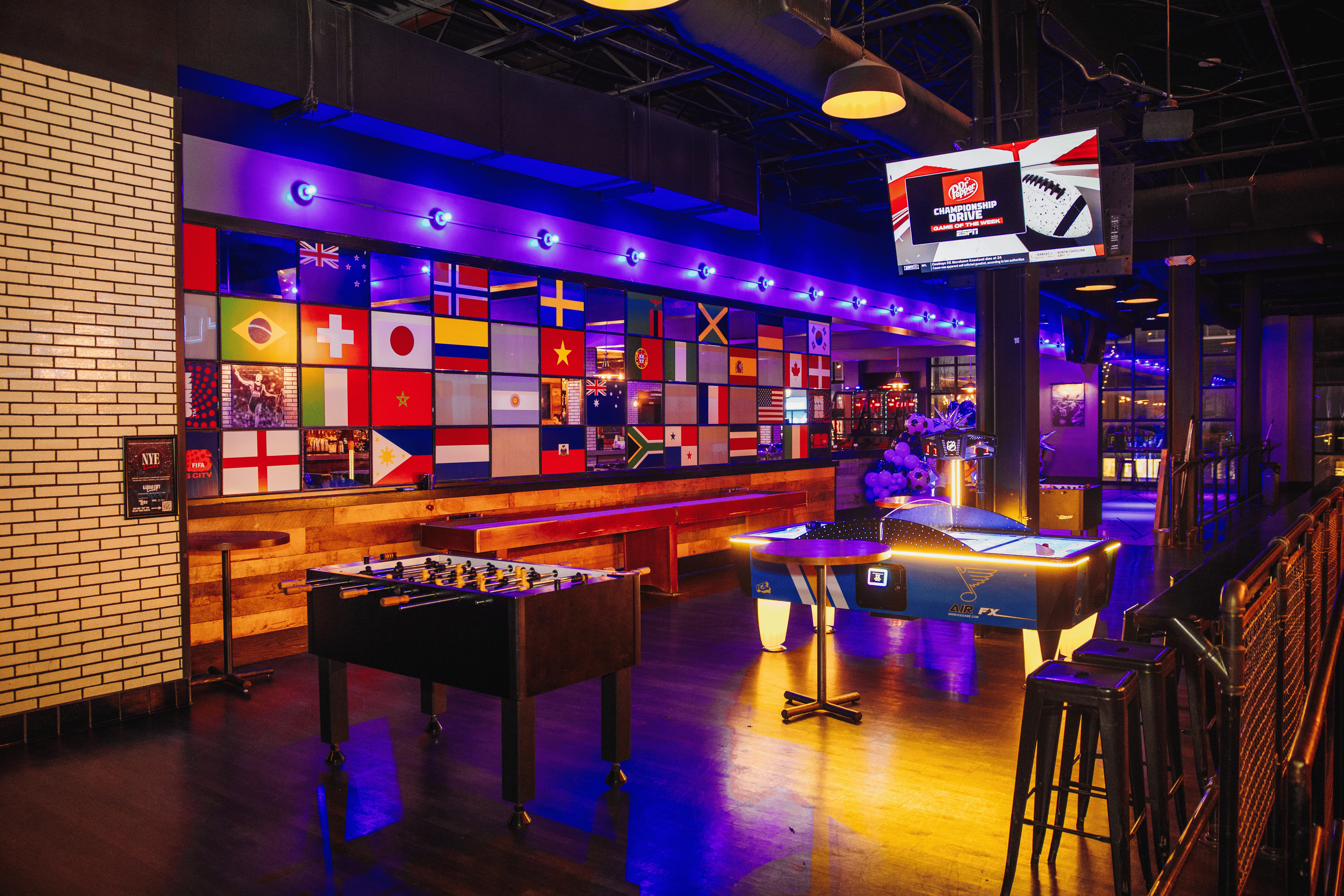 Foosball and air hockey tables at No Other Pub