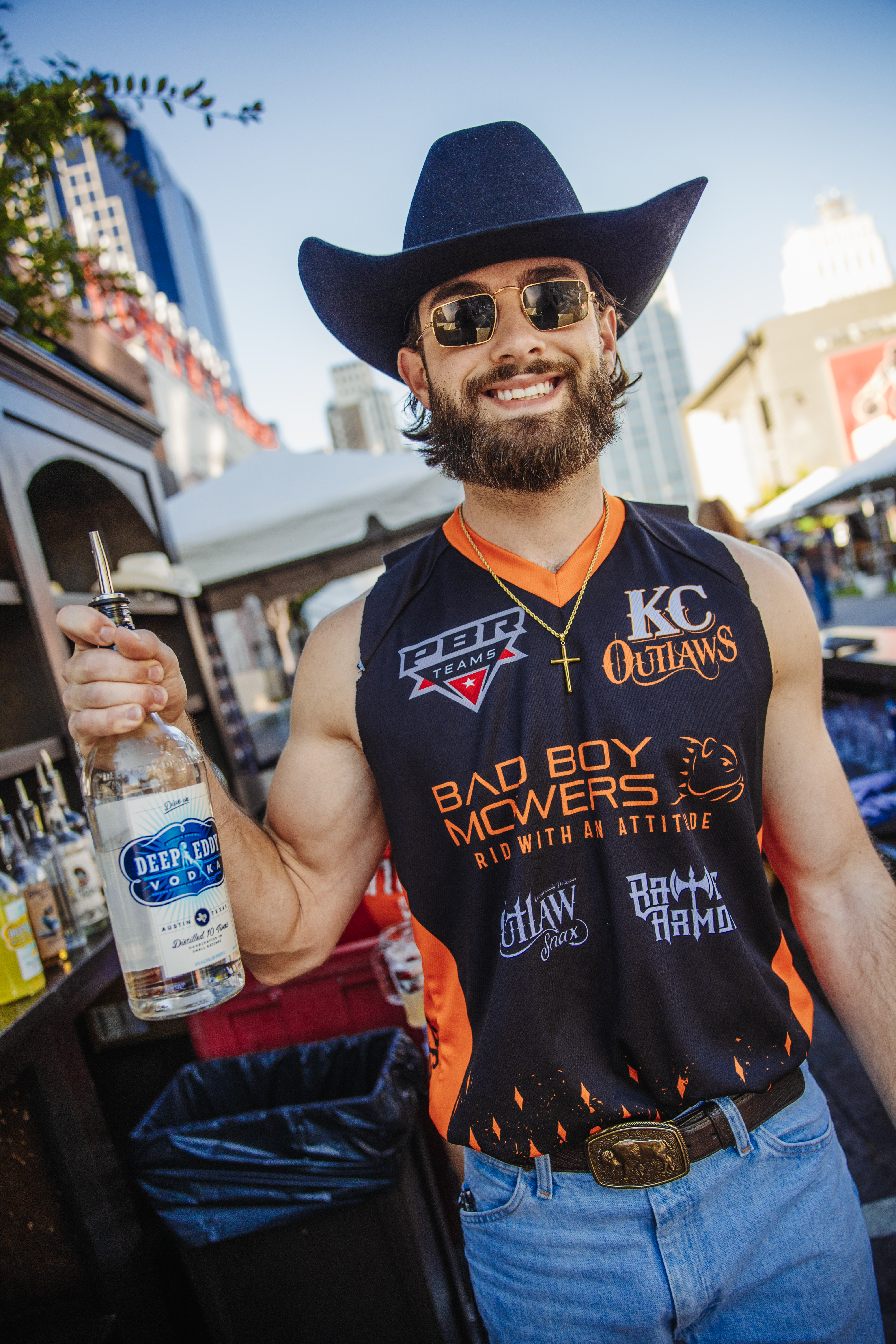 Cowboy bartender with Deep Eddy Vodka