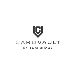 CardVault by Tom Brady black text logo with stylized letter C nested in stylized letter V.