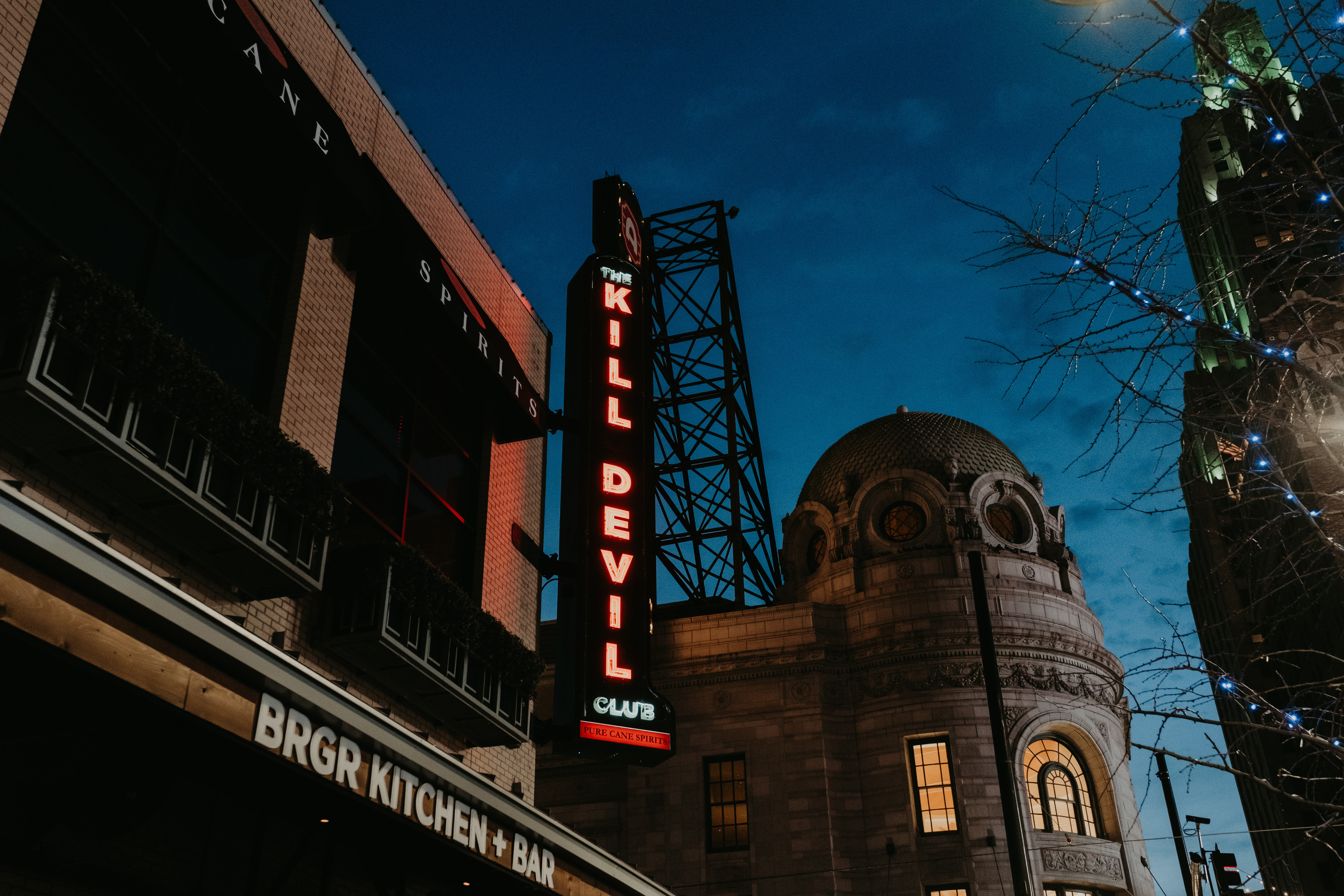 The red exterior sign outside KDC